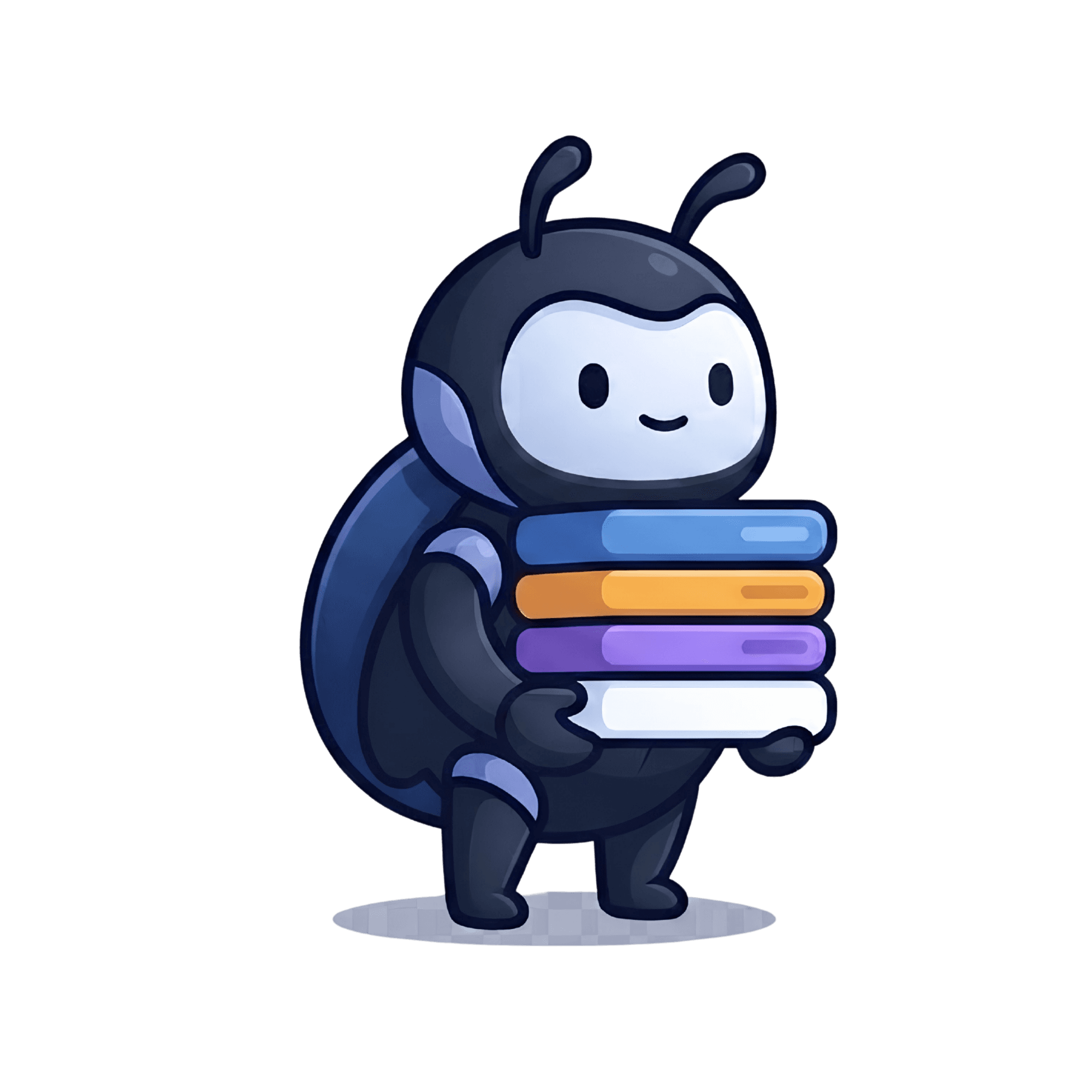 Beetl mascot carrying knowledge for review