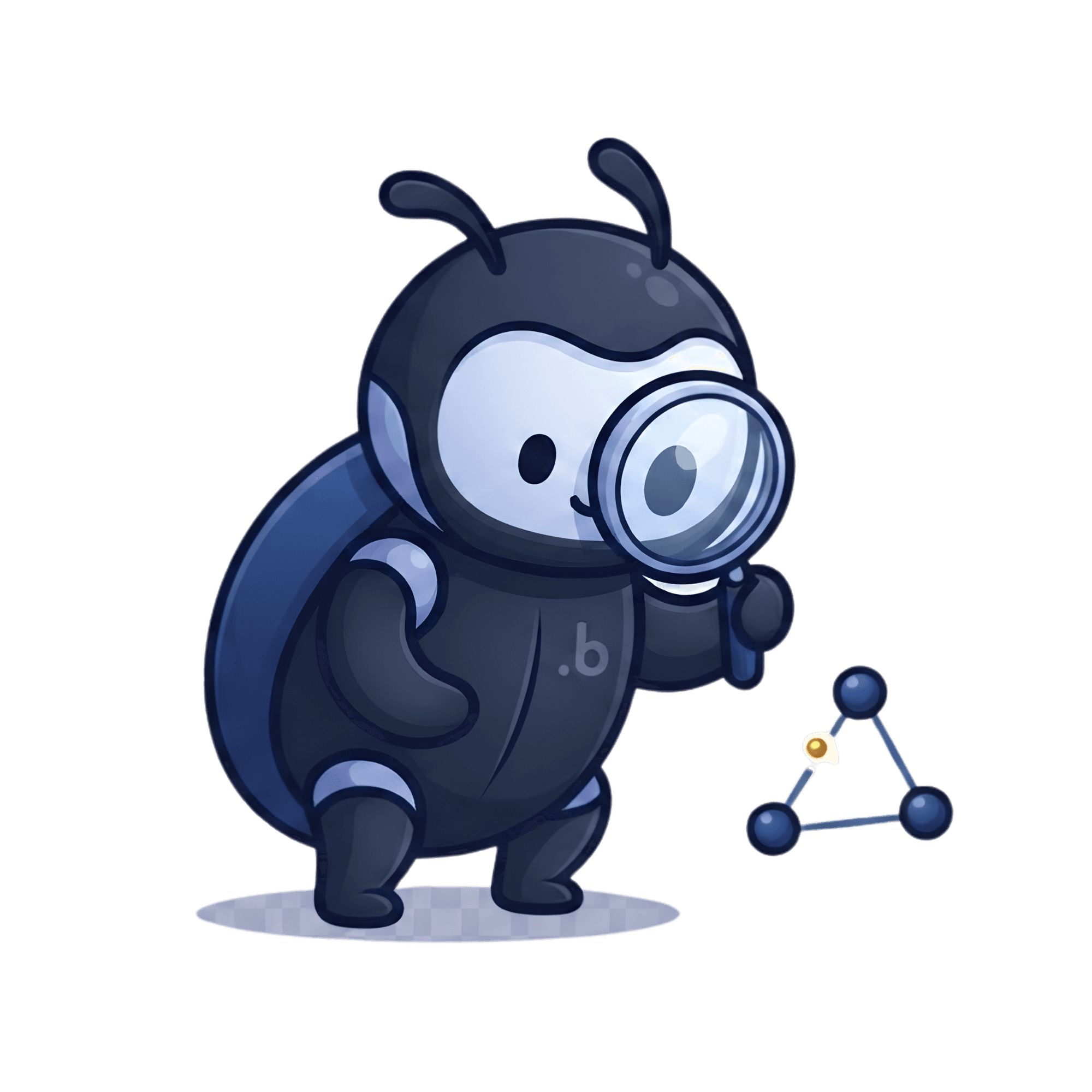 Beetl mascot inspecting the knowledge map