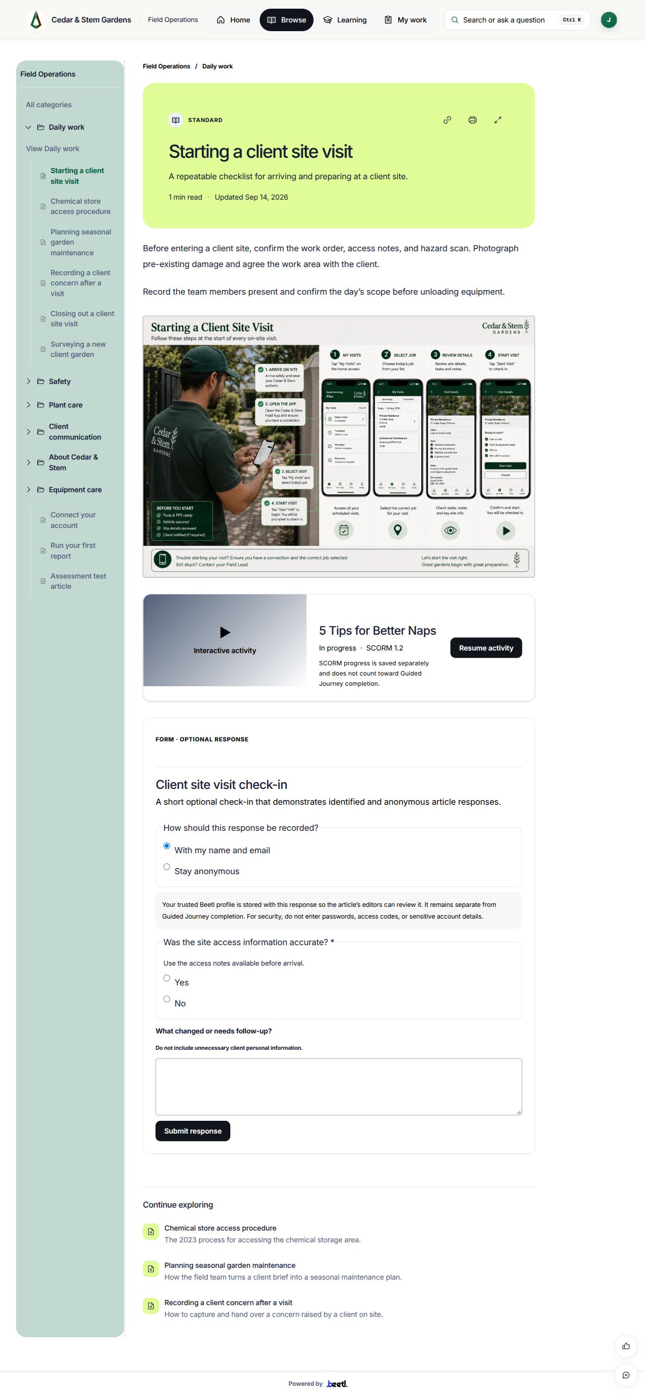 Branded Beetl Reader with published guidance and navigation